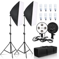 Kit softbox 50x70 cm à douilles 4 ampoules E27 et pieds