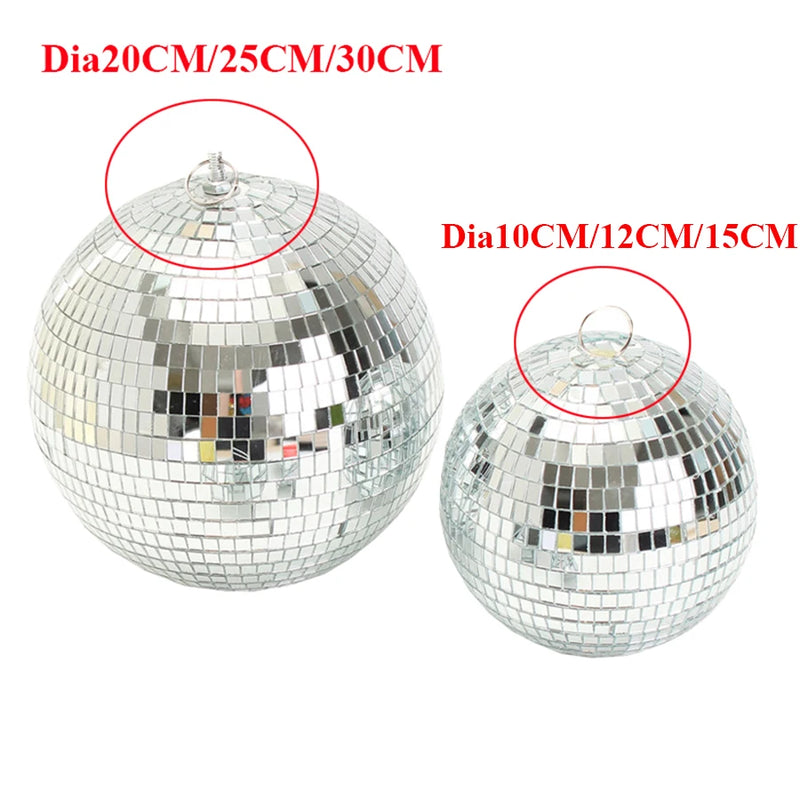 Boule à facettes disco en verre, 10 à 30 cm, sans moteur