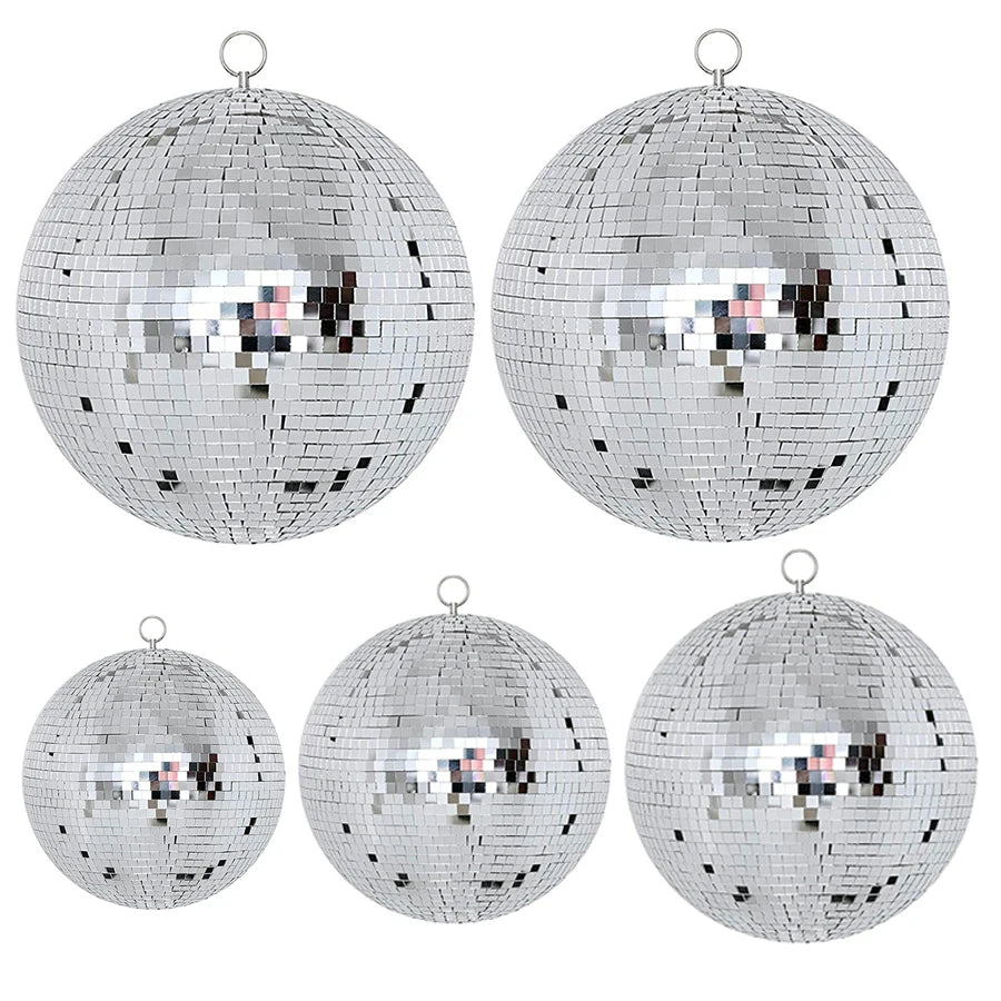 Boule à facettes disco en verre, 10 à 30 cm, sans moteur