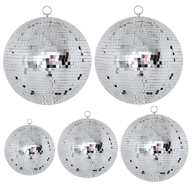 Boule à facettes disco en verre, 10 à 30 cm, sans moteur