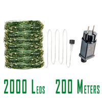 Guirlande lumineuse fil vert LED 10 à 200 m – modèle de 200 m à 2000 LED
