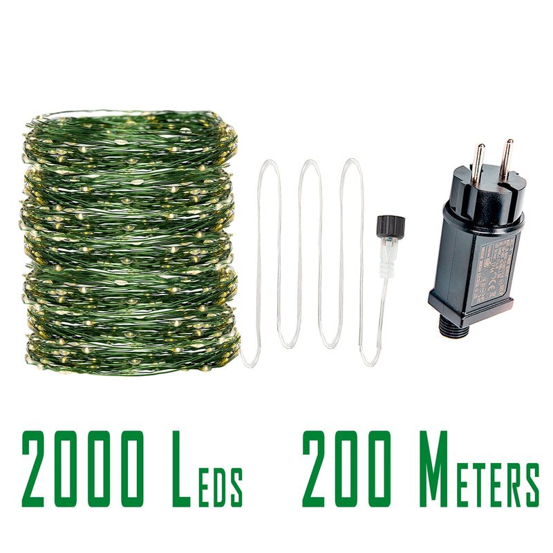 Guirlande lumineuse fil vert LED 10 à 200 m – modèle de 200 m à 2000 LED