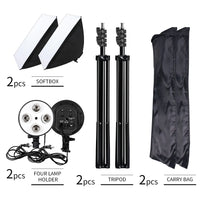 Kit softbox 50x70 cm – kit à 2 softbox, 2 pieds, 2 douilles et 2 housses, sans ampoule