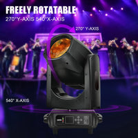 Lyre beam 295 W, faisceau de 2,2°, 14 gobos, 14 couleurs, prismes 8+48, DMX 16 canaux