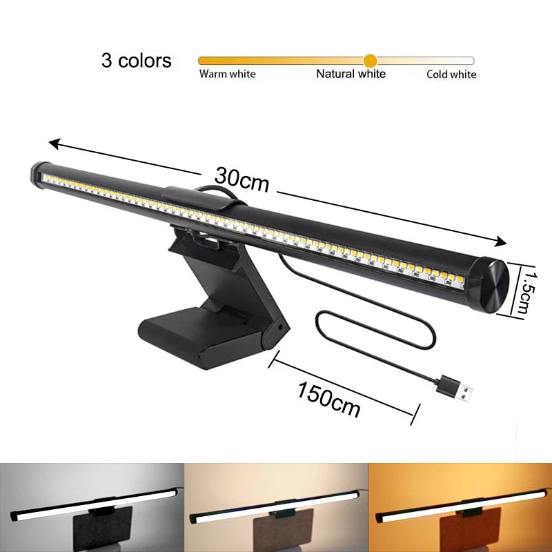 Lampe écran PC d'ambiance – version 30 cm avec câble USB de 150 cm et trois teintes de blanc