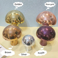 Boule à facettes déco champignon – groupe de champignons de coloris différents avec leurs noms