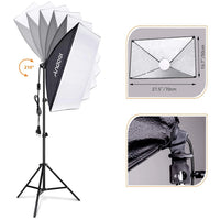 Kit studio photo 2 softbox 50 x 70 cm, LED 85 W bicolore, pieds, télécommandes
