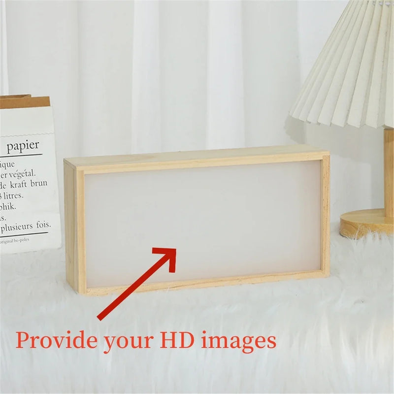 Cadre lumineux LED en bois vierge à personnaliser, carré ou rectangle