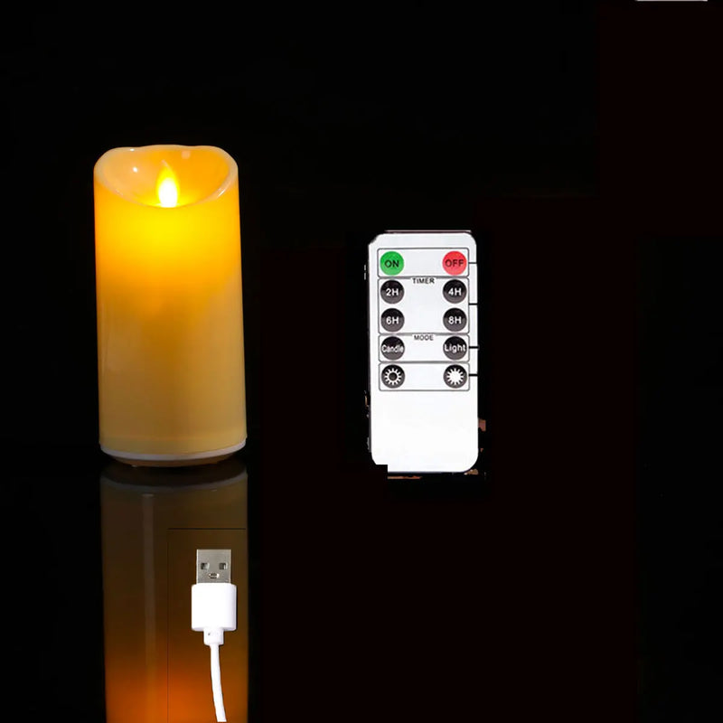 Bougies LED à mèche mobile – bougie de 15 cm avec télécommande et câble USB
