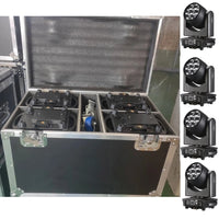 Flight case pour 4 lyres 7 x 40 W – flight case ouvert et quatre lyres à ranger