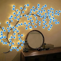 Arbre lumineux cerisier USB, fleurs roses ou bleues, 72 à 144 LED