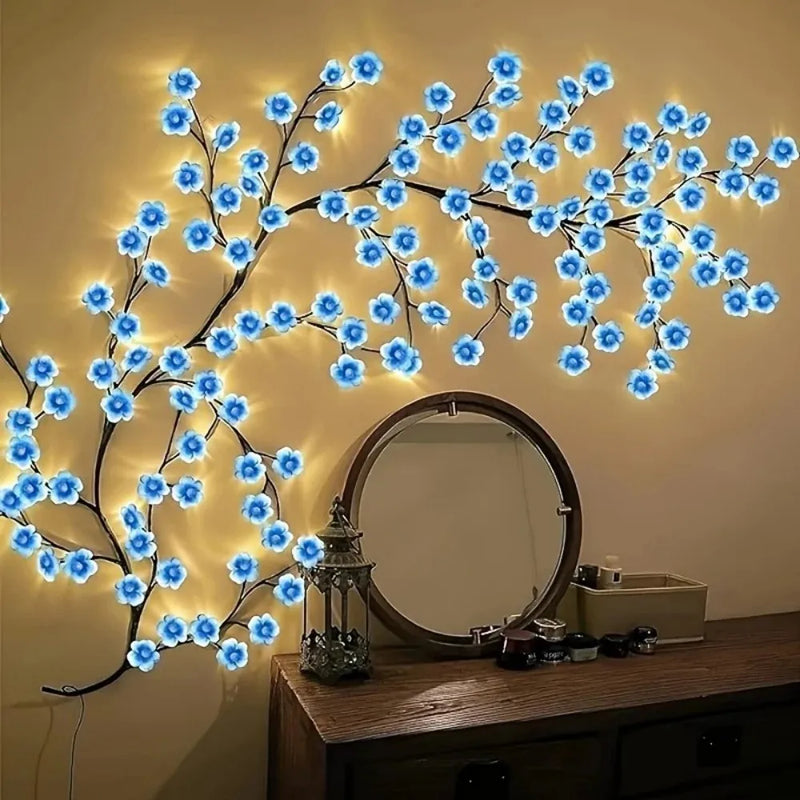 Arbre lumineux cerisier USB, fleurs roses ou bleues, 72 à 144 LED