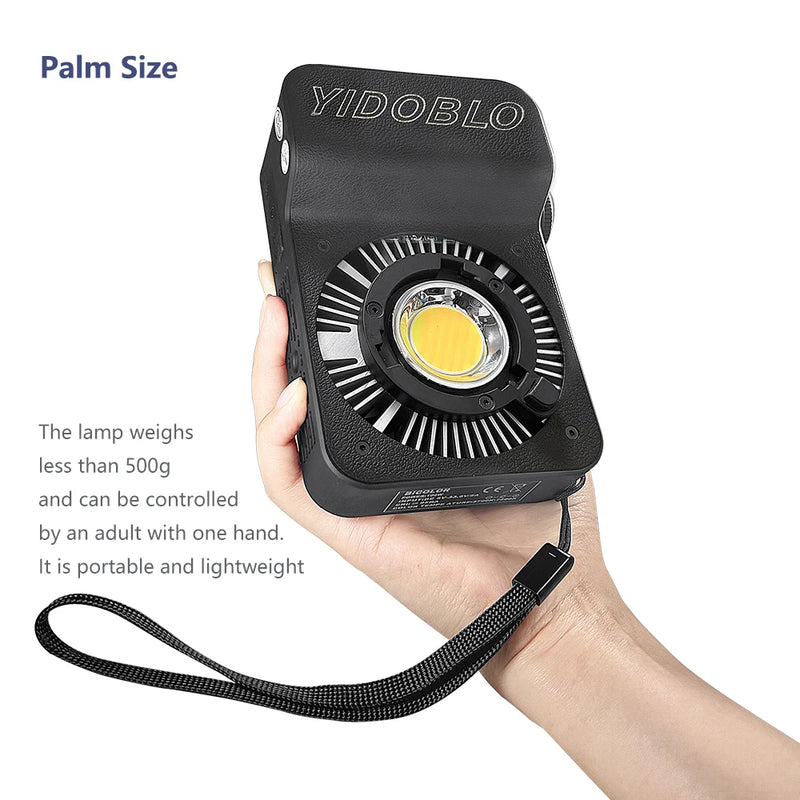 Mini lumière COB 100 W – tenue à la main par sa dragonne