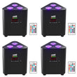 Uplight triangulaire sur batterie RGBW 3 x 4 W, lot de 4 avec télécommande