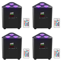 Uplight triangulaire sur batterie RGBW 3 x 4 W, lot de 4 avec télécommande