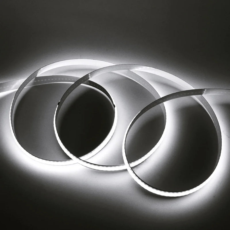 Ruban LED COB blanc – spirales de bande allumées en blanc froid