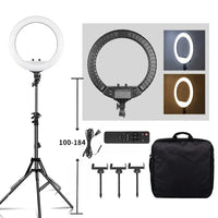 Anneau lumineux 45 cm – version télécommande et sac souple, trépied de 100 à 184 cm