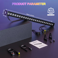 Barre LED murale RGB – dimensions 102 x 9 x 7 cm, 3,7 kg, câbles et supports