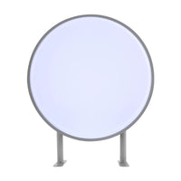 Caisson lumineux rond 50 cm – vue de face du caisson allumé sur ses deux supports