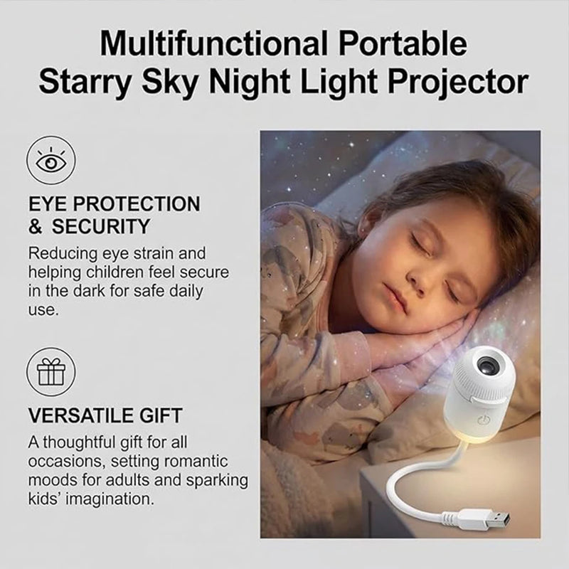Veilleuse projecteur d'étoiles tactile – protection des yeux, idée cadeau et enfant endormi sous la projection