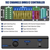 Contrôleur DMX 192 canaux, 12 appareils, 30 banques de 8 scènes, 6 chenillards