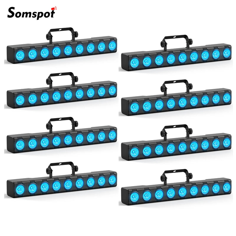Barre LED RGBW 9 x 4 W – lot de 8 barres à LED bleues