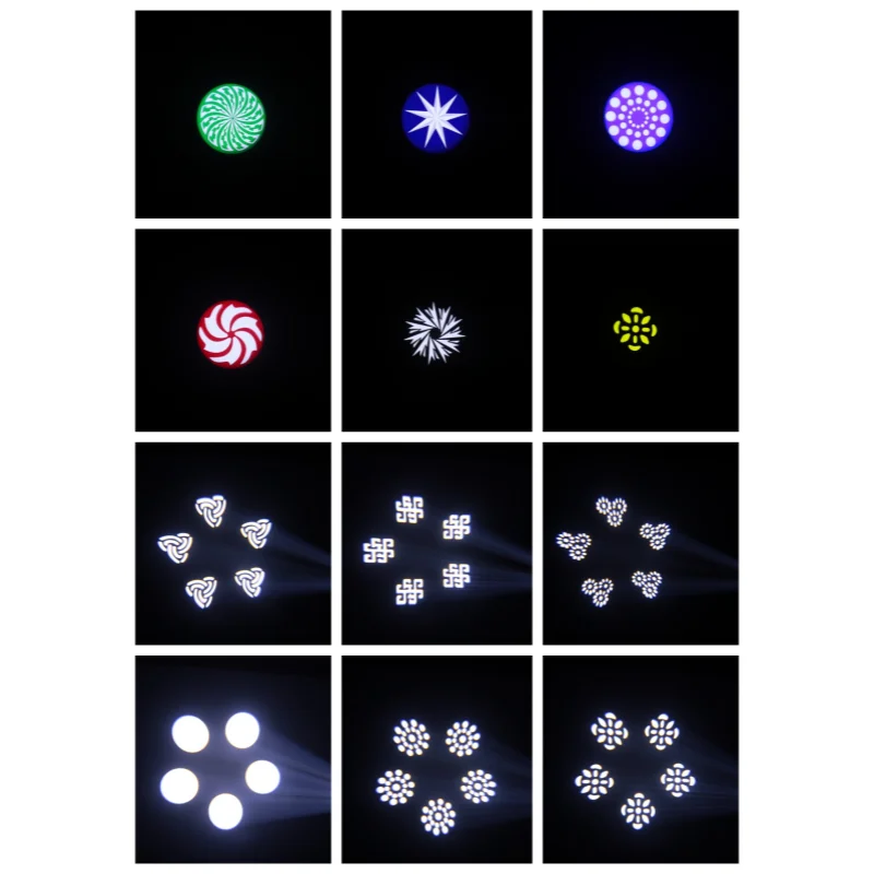 Lot de 2 ou 4 lyres LED 3 en 1 beam, spot et wash à halo RGB, 2 prismes, DMX 20 canaux