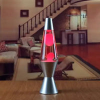 Lampe à lave 36 cm – version cire rouge, base argentée