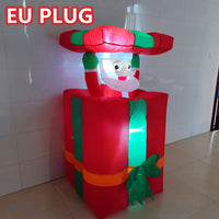 Père Noël gonflable animé qui sort d'un cadeau, LED, 1,5 m