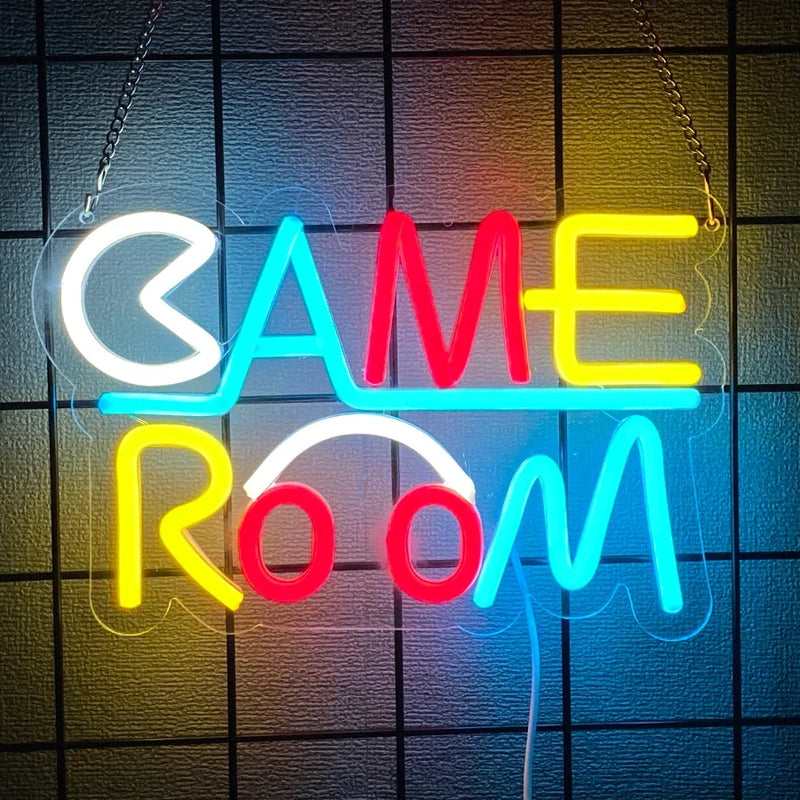 Néon LED gaming « Gaming Zone » ou « Game Room », USB, 4 modèles