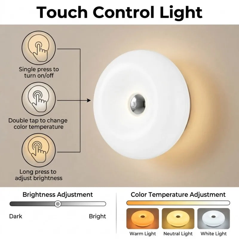 Lampe d'ambiance beignet orange – commande tactile : un toucher, double toucher, appui long