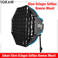 Softbox octogonale 55 cm – softbox avec grille nid d'abeille sur pied, format 55 cm