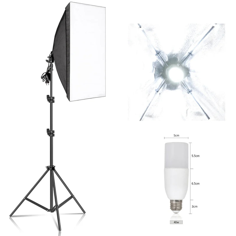 Kit softbox rectangulaire ou octogonal – softbox rectangulaire sur pied avec ampoule 40 W