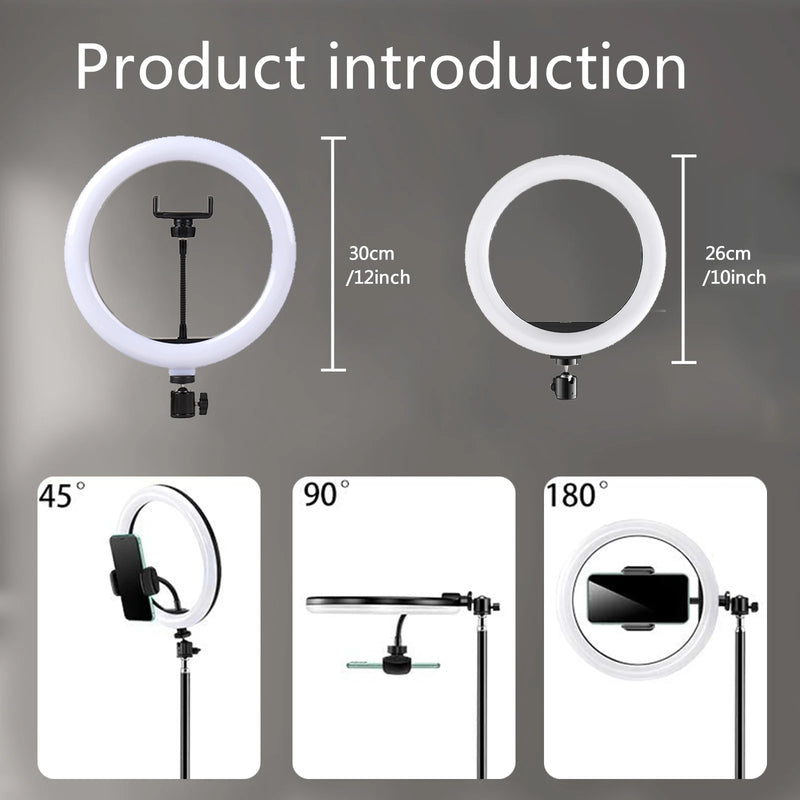 Ring light 26 ou 30 cm – anneaux de 26 et 30 cm et inclinaisons à 45, 90 et 180 degrés