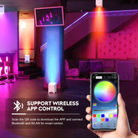 Uplight sans fil batterie 9600 mAh RGBWA UV DMX – commande Bluetooth par application dans une salle