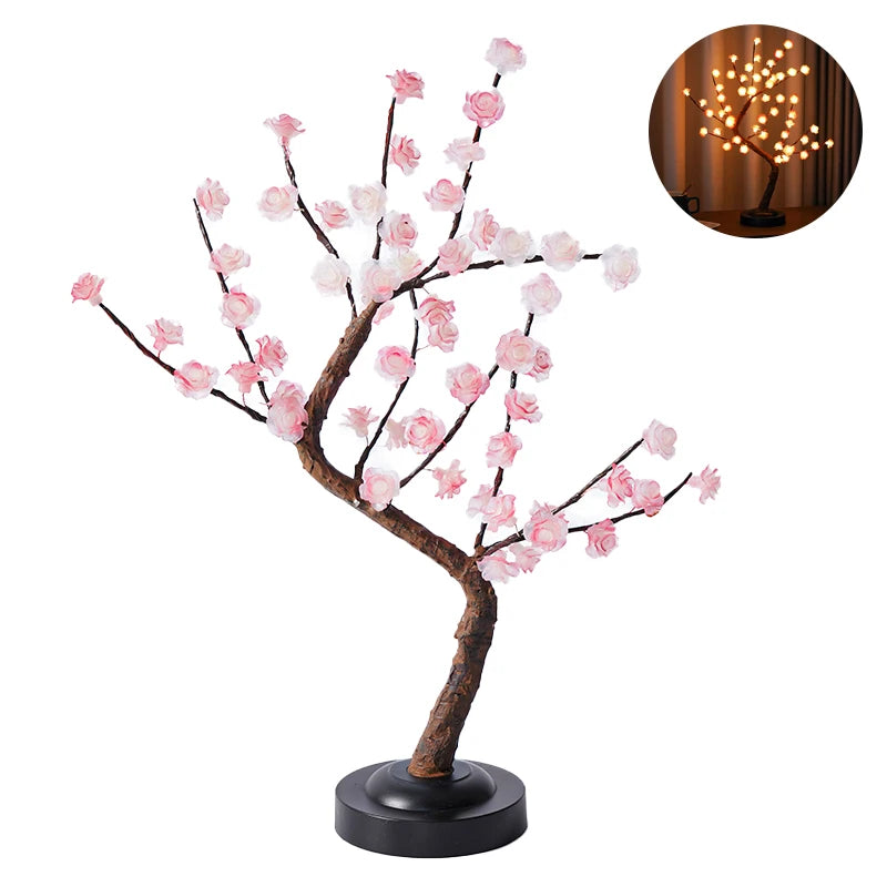 Arbre lumineux bonsaï – modèle fleurs de prunier roses
