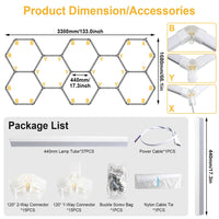 Plafonnier LED nid d'abeille, 1 à 14 hexagones en ligne ou en grappe