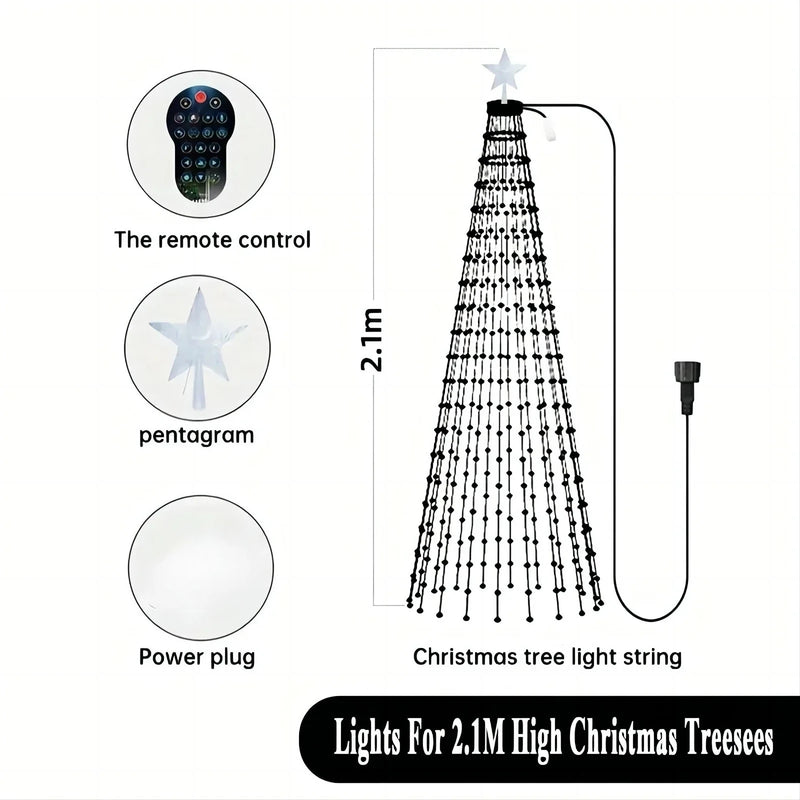 Guirlande sapin lumineuse en cascade RGB, application et télécommande, 1,5 à 2,1 m