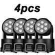 Lot de 4 mini lyres LED wash 7 LED RGBW, DMX 9 ou 14 canaux