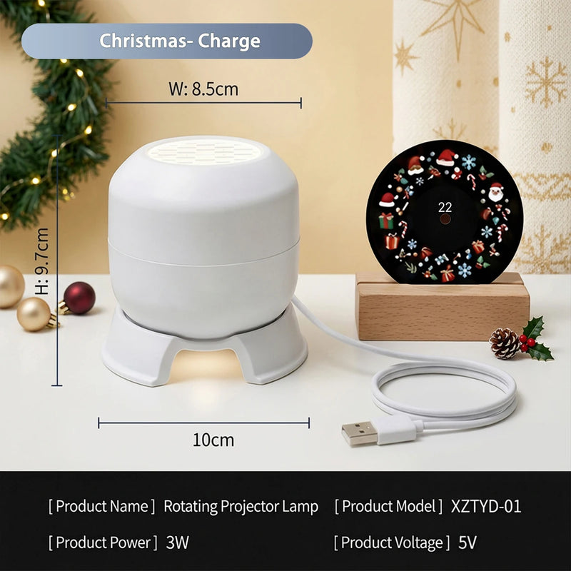 Projecteur de Noël rotatif d'intérieur, 22 motifs, rechargeable