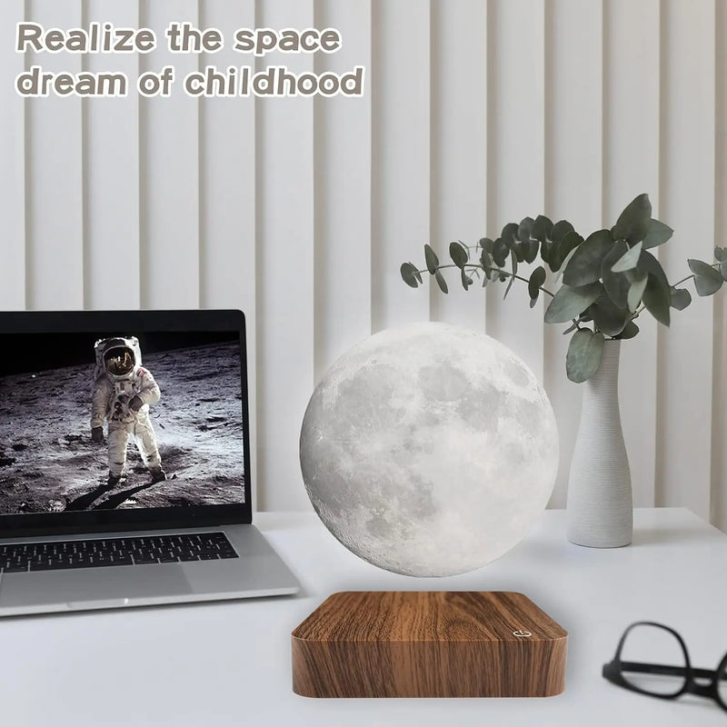 Lampe lune en lévitation magnétique 14 cm ou ampoule flottante, tactile