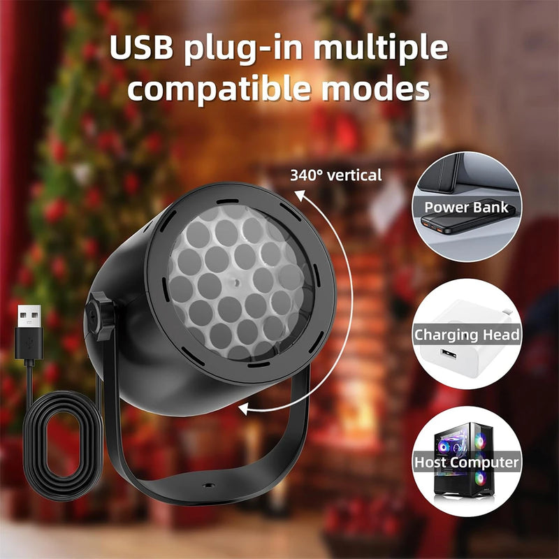 Projecteur LED flocons de neige, motifs de Noël, USB, noir ou blanc