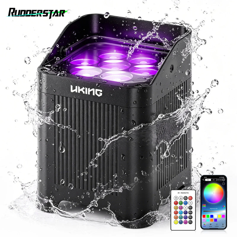 Uplight PAR LED sans fil IP65 sur batterie, 7 LED RGBWA UV 20 W
