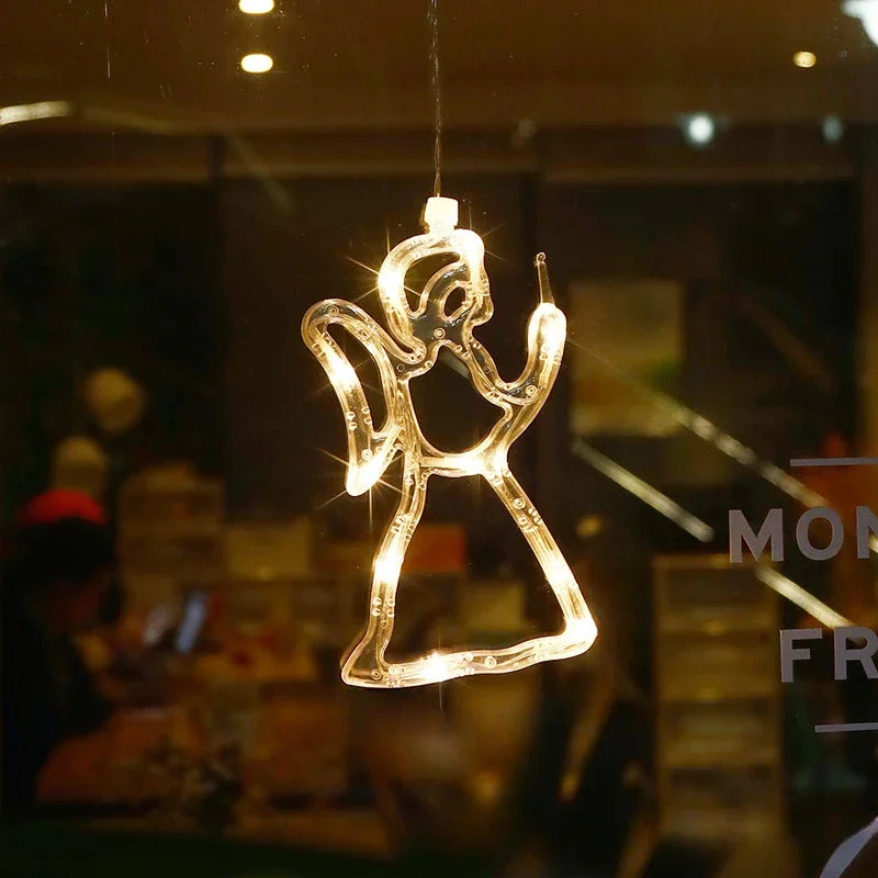 Décoration fenêtre Noël lumineuse à ventouse, 11 motifs, à piles