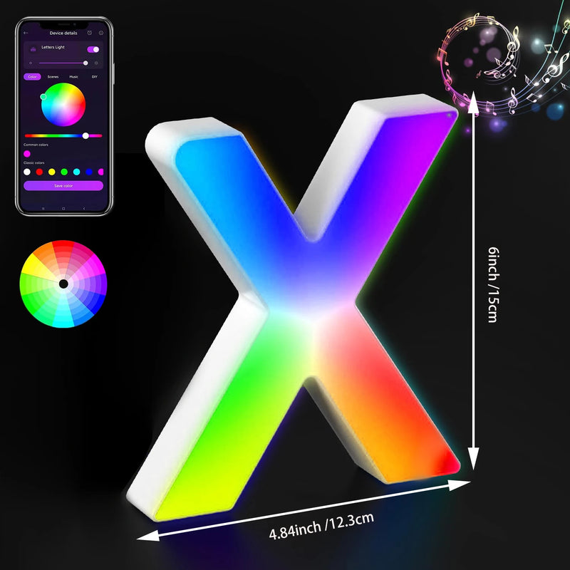 Lettres lumineuses LED RGB 15 cm – lettre X