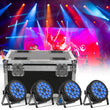 Flight case à roulettes pour 4 projecteurs PAR LED à 18 LED, 4 compartiments, 62,5 cm