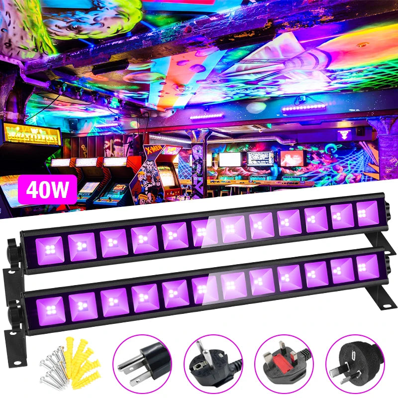 Lumière noire UV LED 40 W, IP66, lot de 2 projecteurs