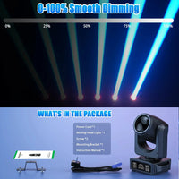 Pack de 2 lyres beam LED 200 W – gradation de 0 à 100 % et contenu de l'emballage
