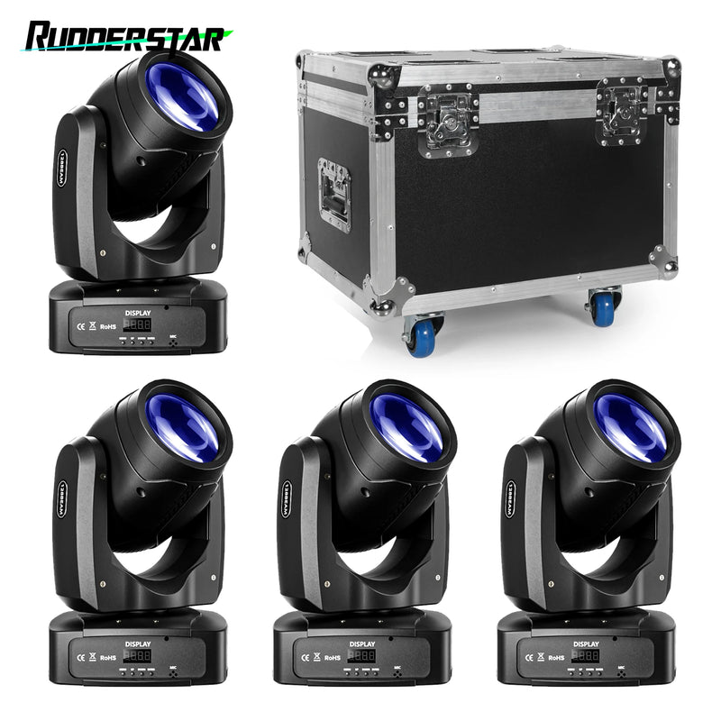Lot de 4 lyres LED beam 200 W, 7 gobos, DMX, avec ou sans flight case