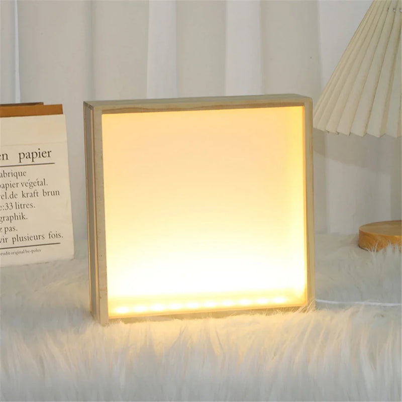 Cadre lumineux LED en bois vierge à personnaliser, carré ou rectangle